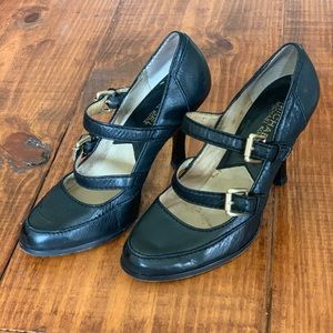 Michael Kors double strap leather heels, size 7